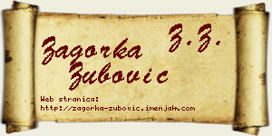 Zagorka Zubović vizit kartica